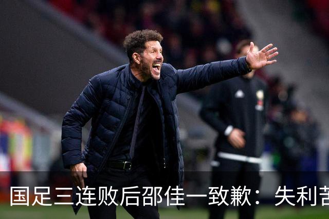 国足三连败后邵佳一致歉：失利苦涩但试错是好事，国足无论个人能力还是整体作战体系均存在明显短板，教练组对新人成长与整体表现感到满意